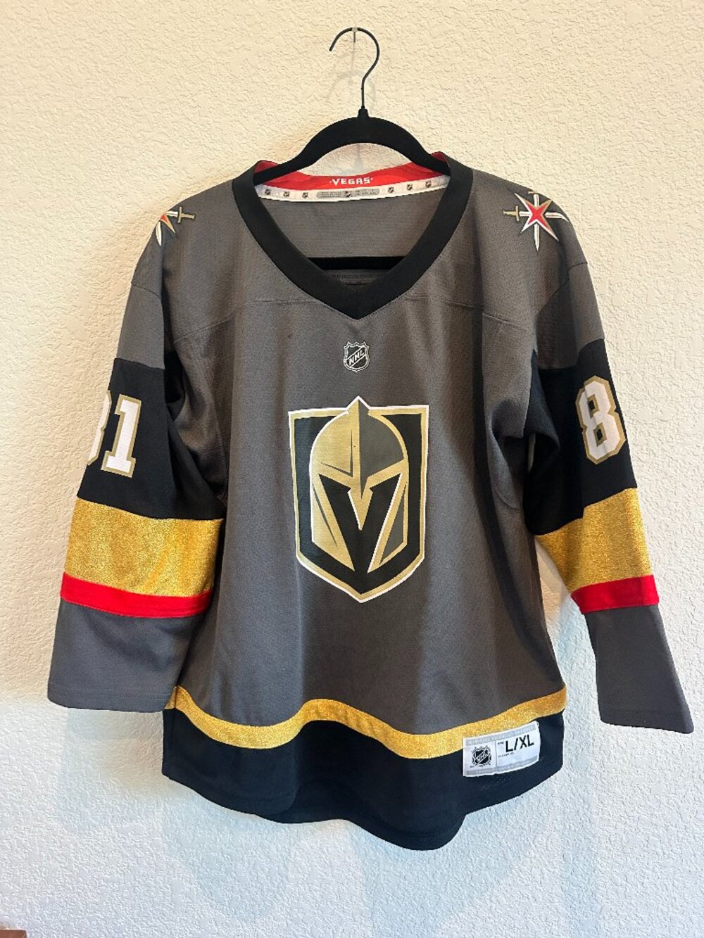 Adidas Vegas Golden Knights Grey Hockey Jersey, L/XL, Pro Hockey Jersey